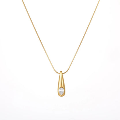 Gold Teardrop CZ Pendant Necklace – 18K PVD Gold Plated