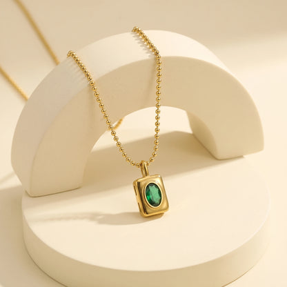 Green Gold Pendant Necklace – 18K PVD Gold Plated