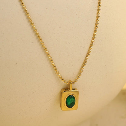Green Gold Pendant Necklace – 18K PVD Gold Plated