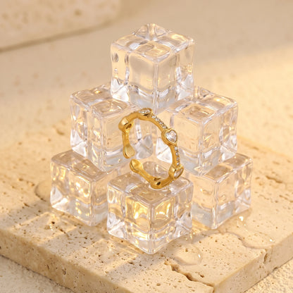 Heart Crystal Eternity Adjustable Ring – 18K PVD Gold Plated