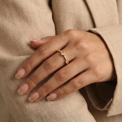 Heart Crystal Eternity Adjustable Ring – 18K PVD Gold Plated