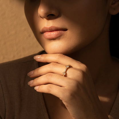 Heart Crystal Eternity Adjustable Ring – 18K PVD Gold Plated
