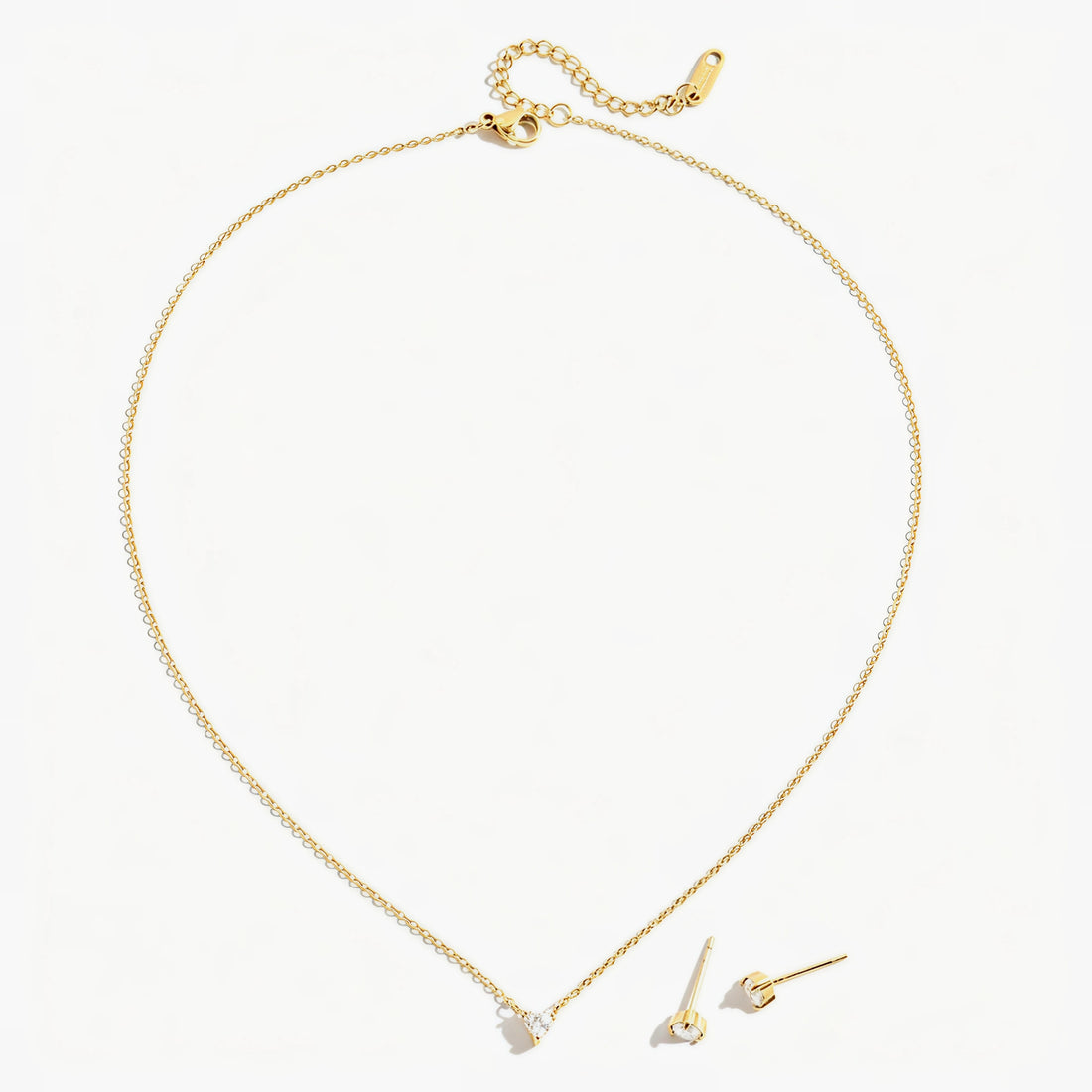Heart Crystal Pendant Necklace and Stud Set – 18K PVD Gold Plated