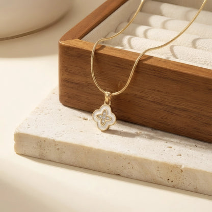 Ivory Bloom Clover Necklace – 18K Gold Plated