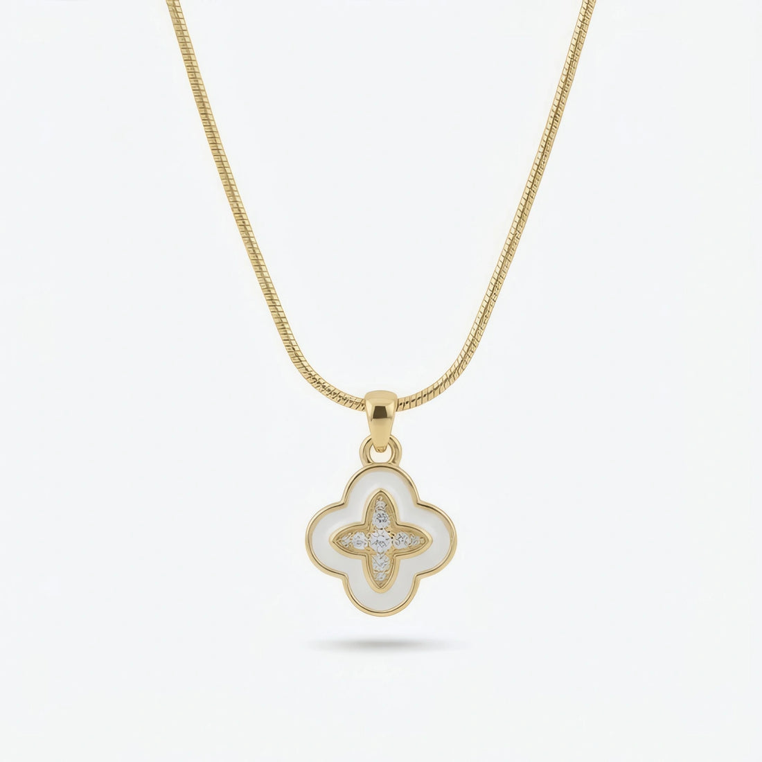 Ivory Bloom Clover Necklace – 18K Gold Plated