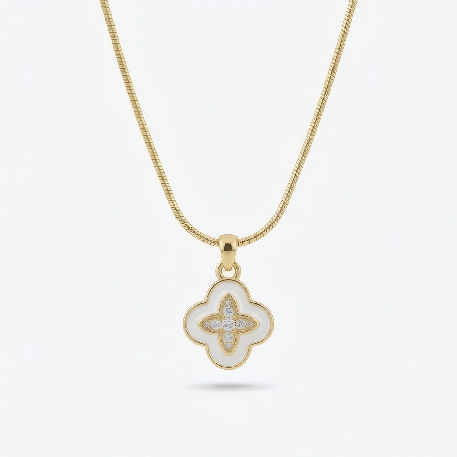 Ivory Bloom Clover Necklace – 18K Gold Plated