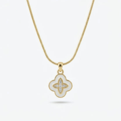 Ivory Bloom Clover Necklace – 18K Gold Plated