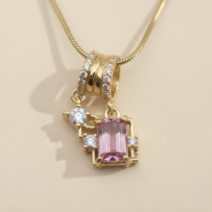 Rosa Pink Baguette Necklace – 18K Gold Plated