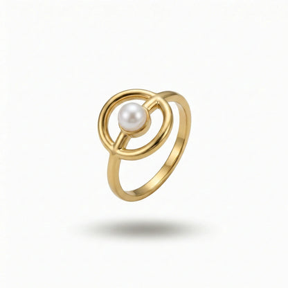 Orbit Pearl Ring – 18K Gold Plated