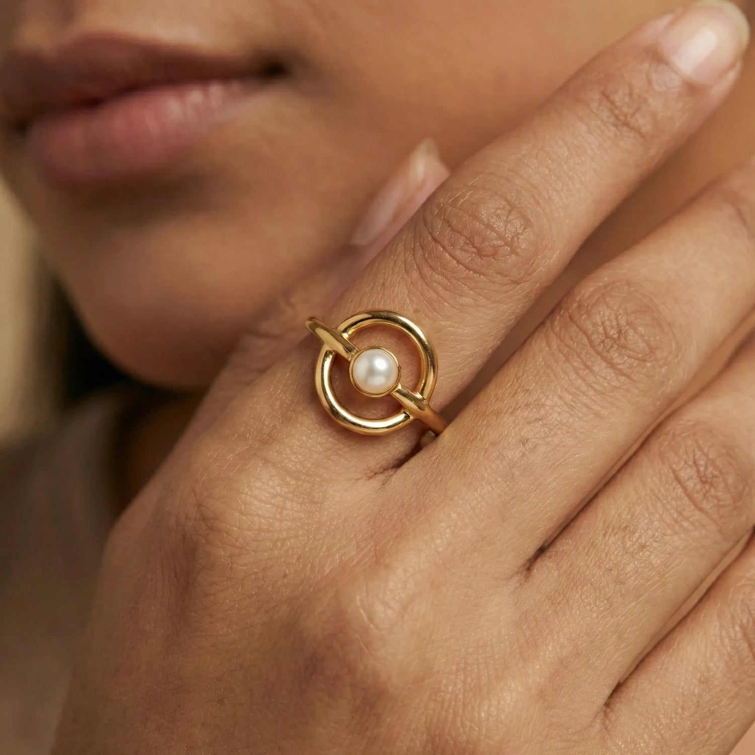 Orbit Pearl Ring – 18K Gold Plated