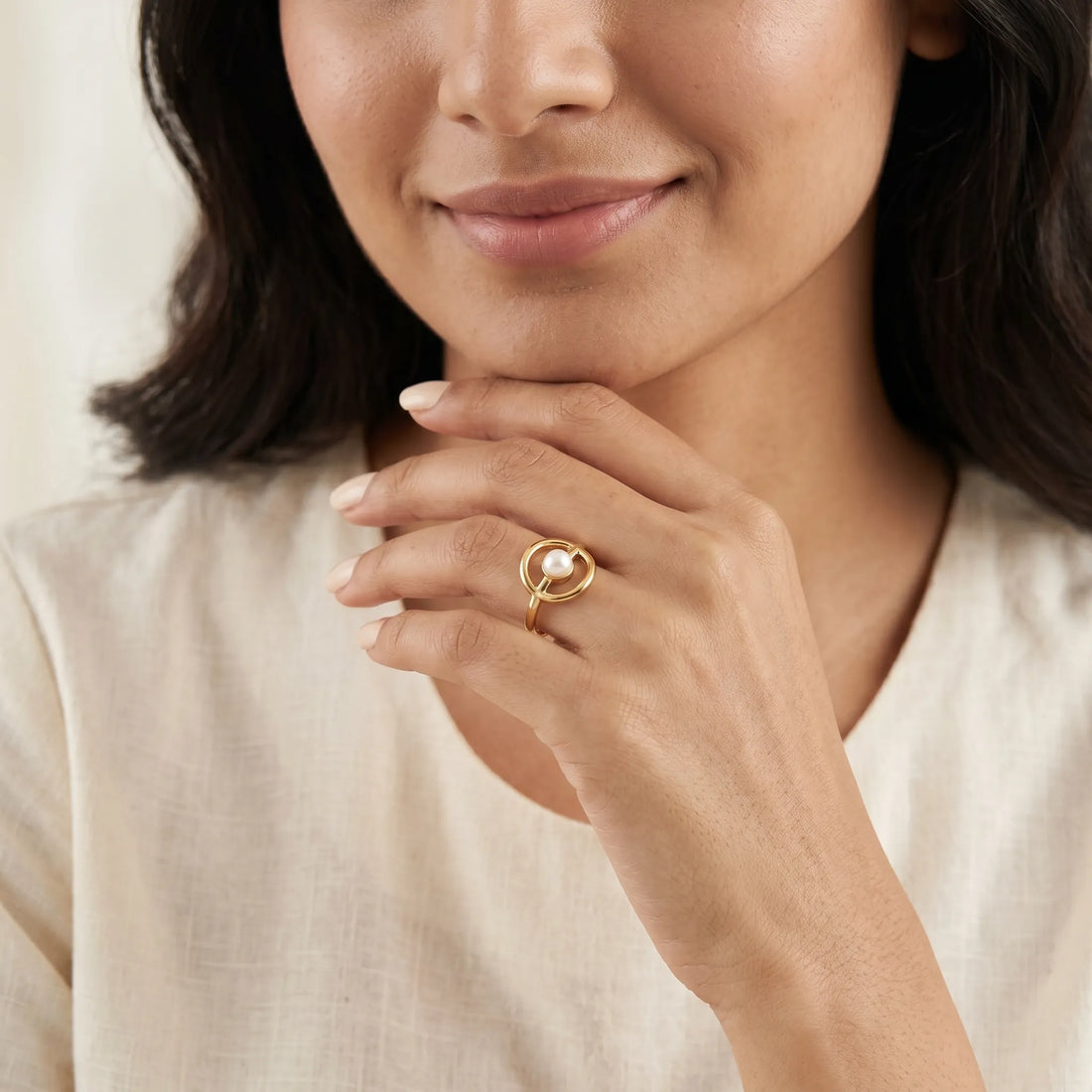 Orbit Pearl Ring – 18K Gold Plated