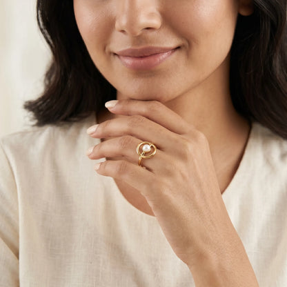Orbit Pearl Ring – 18K Gold Plated