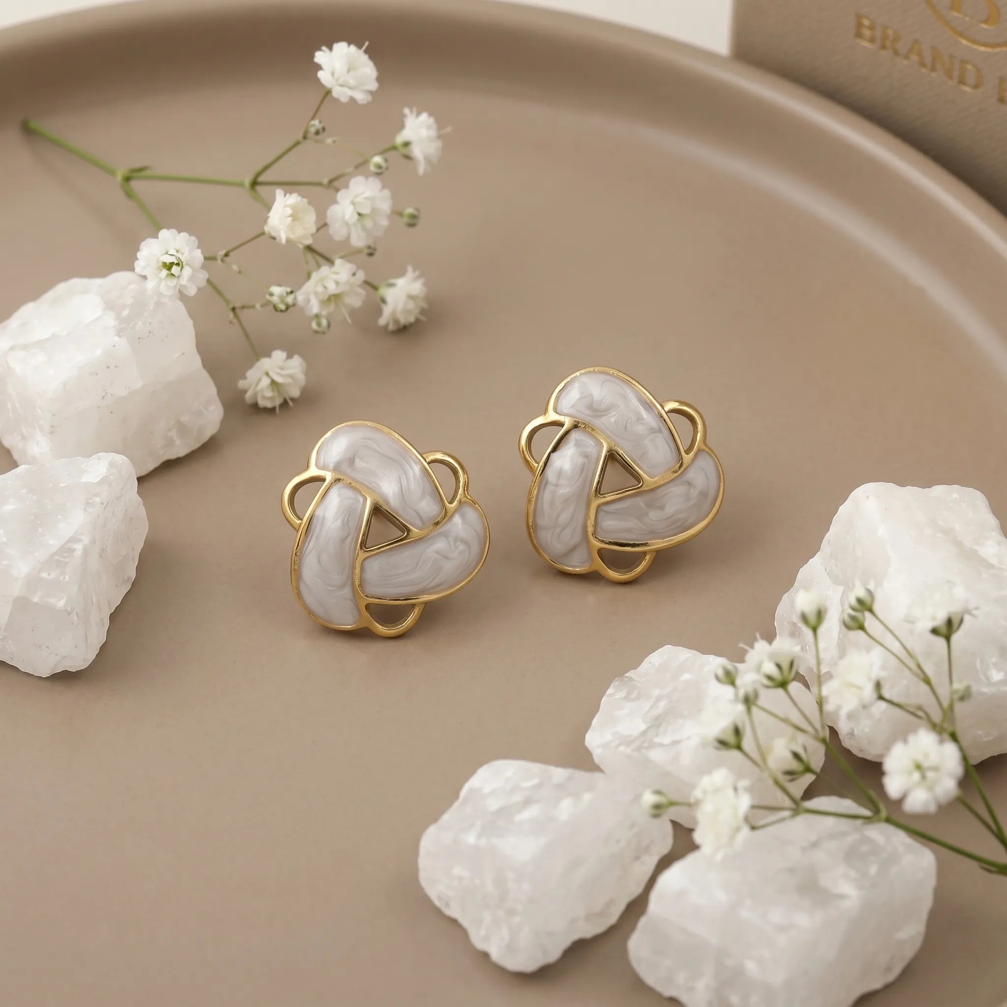 Pearl Knot Studs – 18K Gold Plated