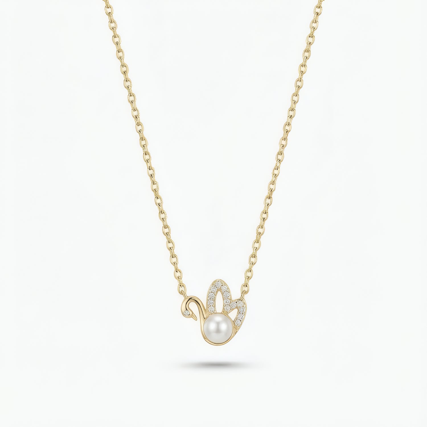 Pearl Swan Pendant Necklace – 18K Gold Plated