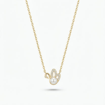 Pearl Swan Pendant Necklace – 18K Gold Plated