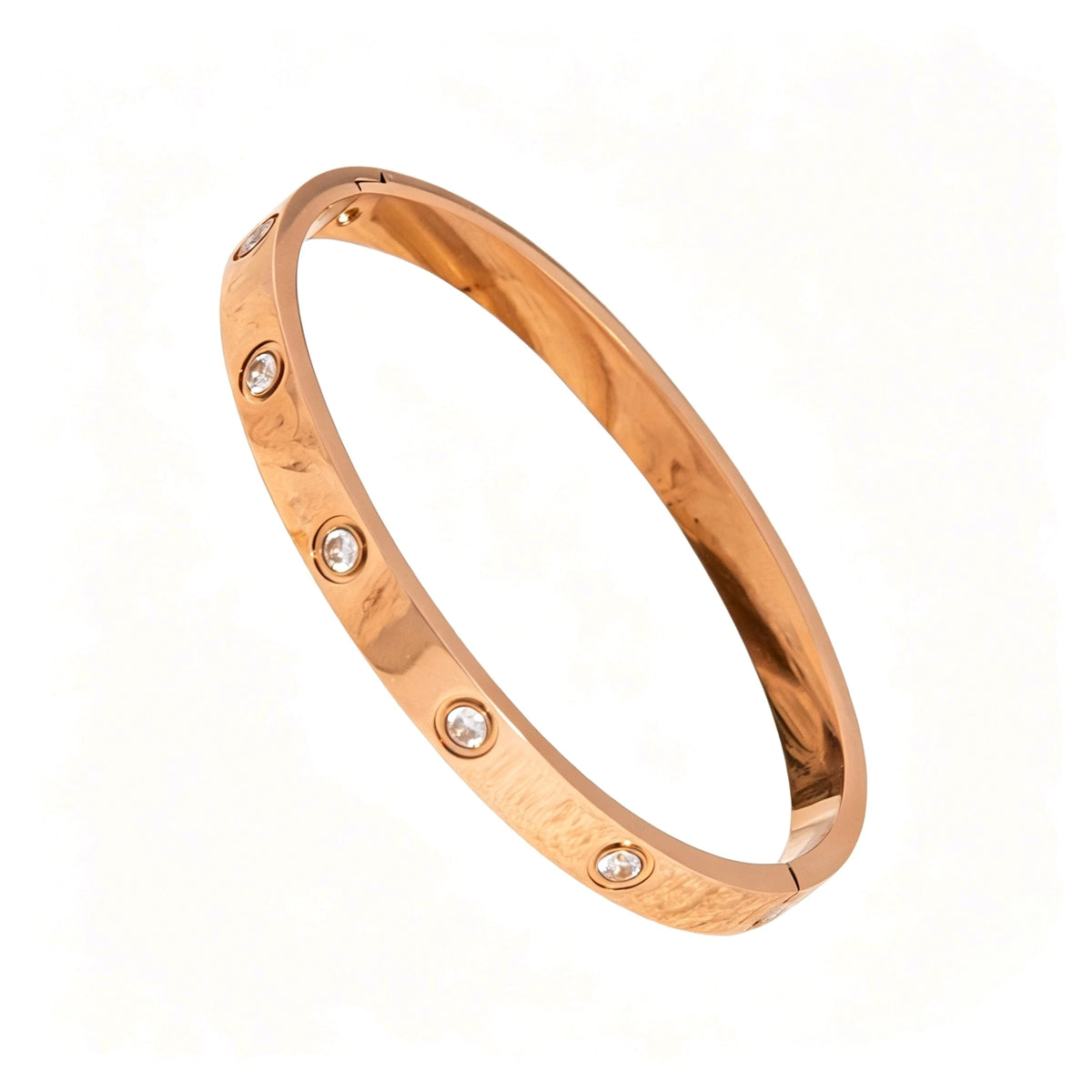 Rose Gold Crystal Bangle Bracelet – 18K PVD Gold Plated