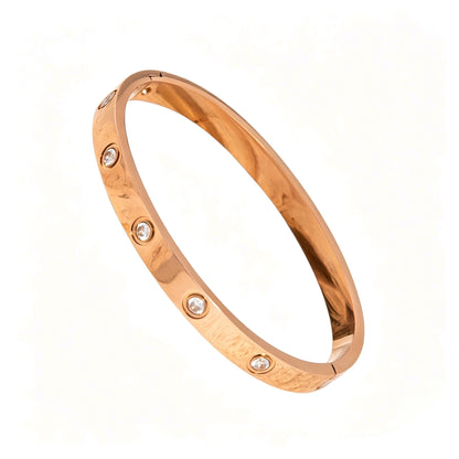 Rose Gold Crystal Bangle Bracelet – 18K PVD Gold Plated