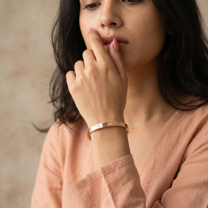 Rose Gold Crystal Bangle Bracelet – 18K PVD Gold Plated
