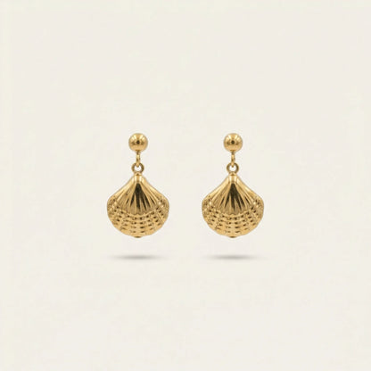 Scallop Shell Drop Earrings – 18K Gold Plated