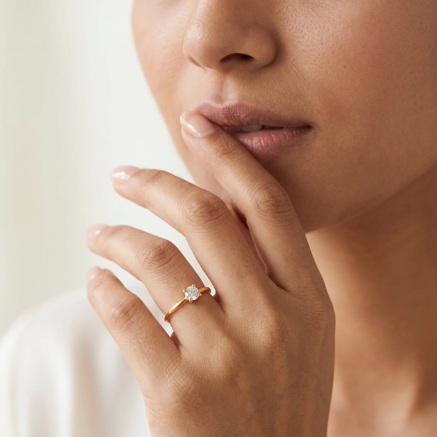 Solitaire Crystal Gold Stacking Ring – 18K PVD Gold Plated