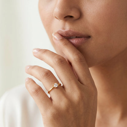 Solitaire Crystal Gold Stacking Ring – 18K PVD Gold Plated