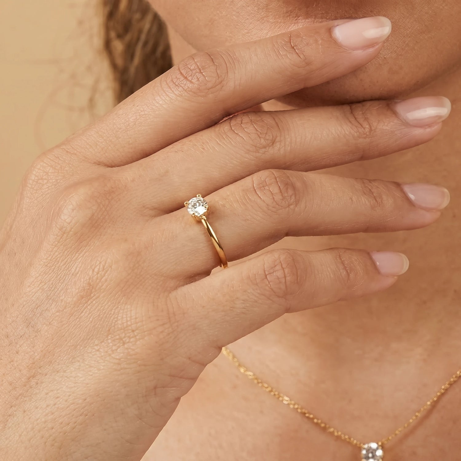Solitaire Crystal Gold Stacking Ring – 18K PVD Gold Plated