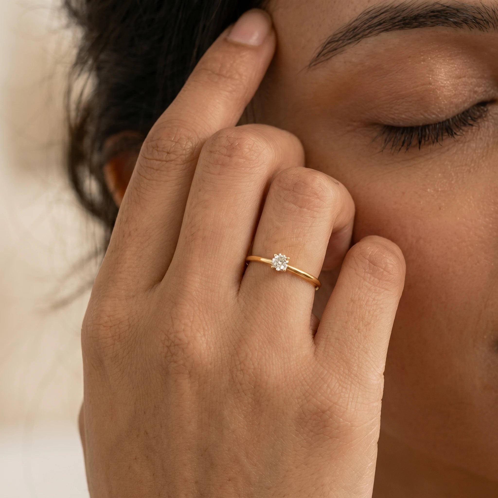 Solitaire Crystal Gold Stacking Ring – 18K PVD Gold Plated
