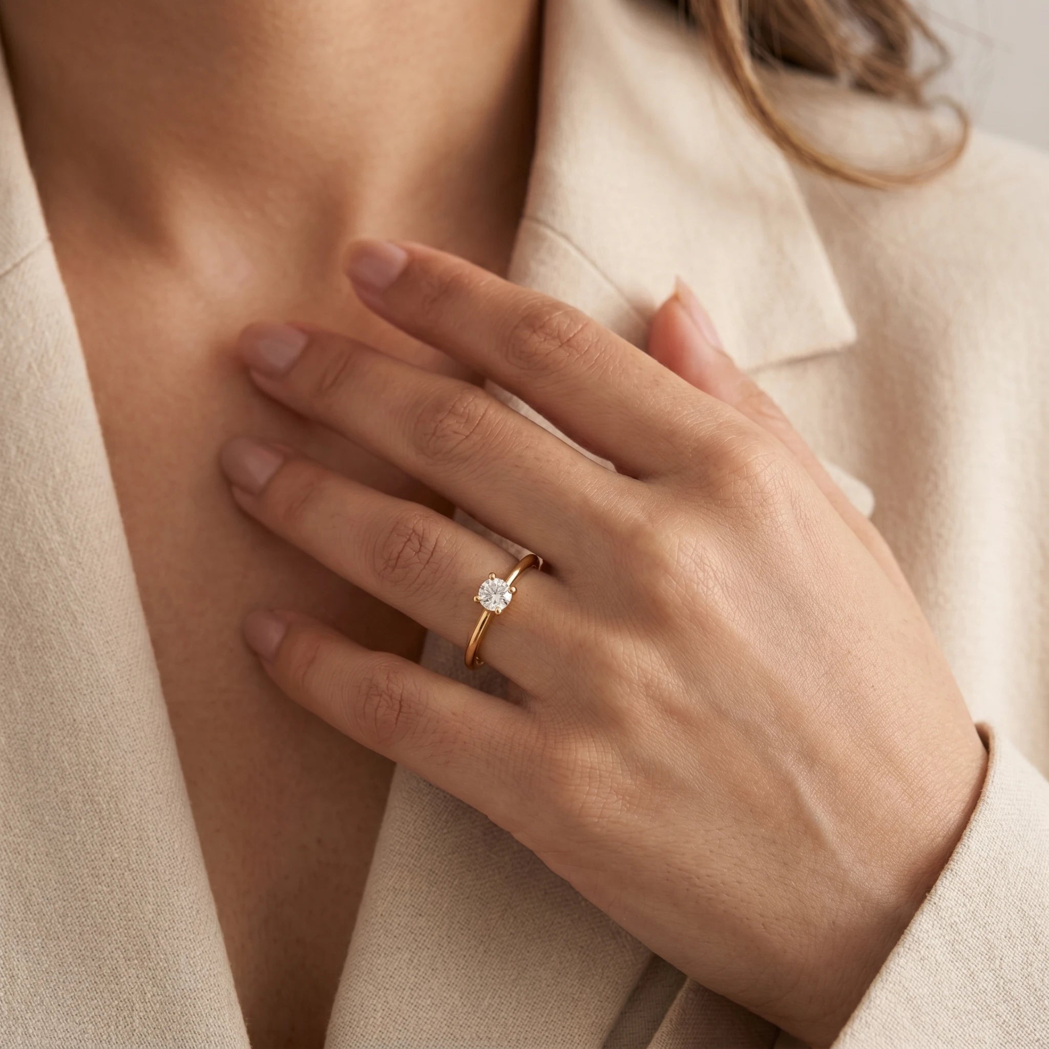 Solitaire Crystal Gold Stacking Ring – 18K PVD Gold Plated
