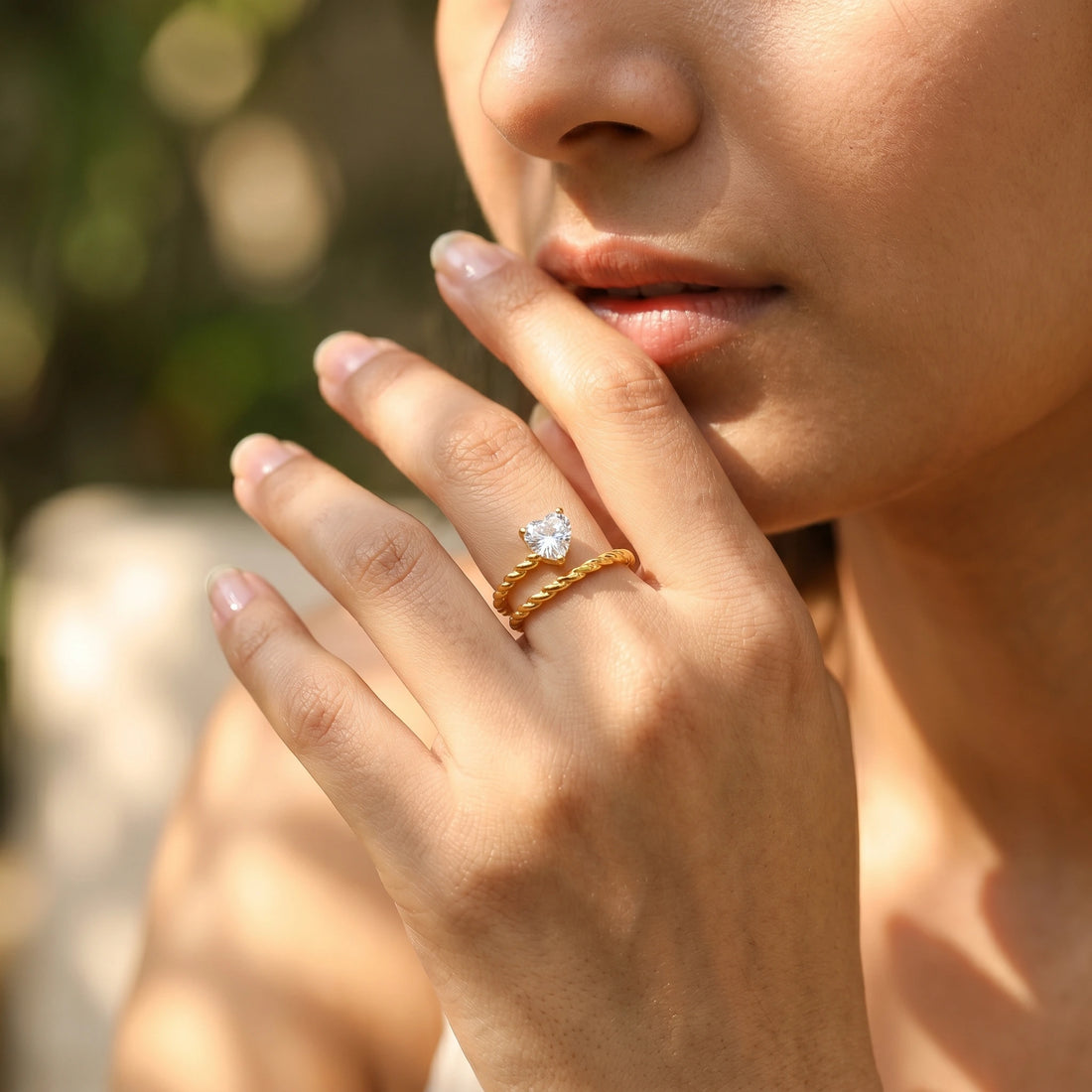Spiral Wrap Marquise Solitaire Ring – 18K PVD Gold Plated