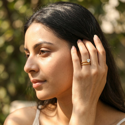 Spiral Wrap Marquise Solitaire Ring – 18K PVD Gold Plated
