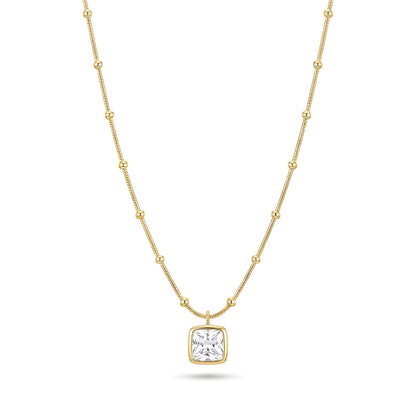Square Crystal Necklace – 18K Gold Plated