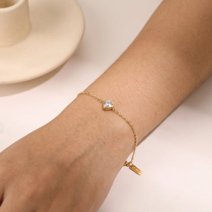 Teardrop Crystal Dainty Chain Bracelet – 18K PVD Gold Plated