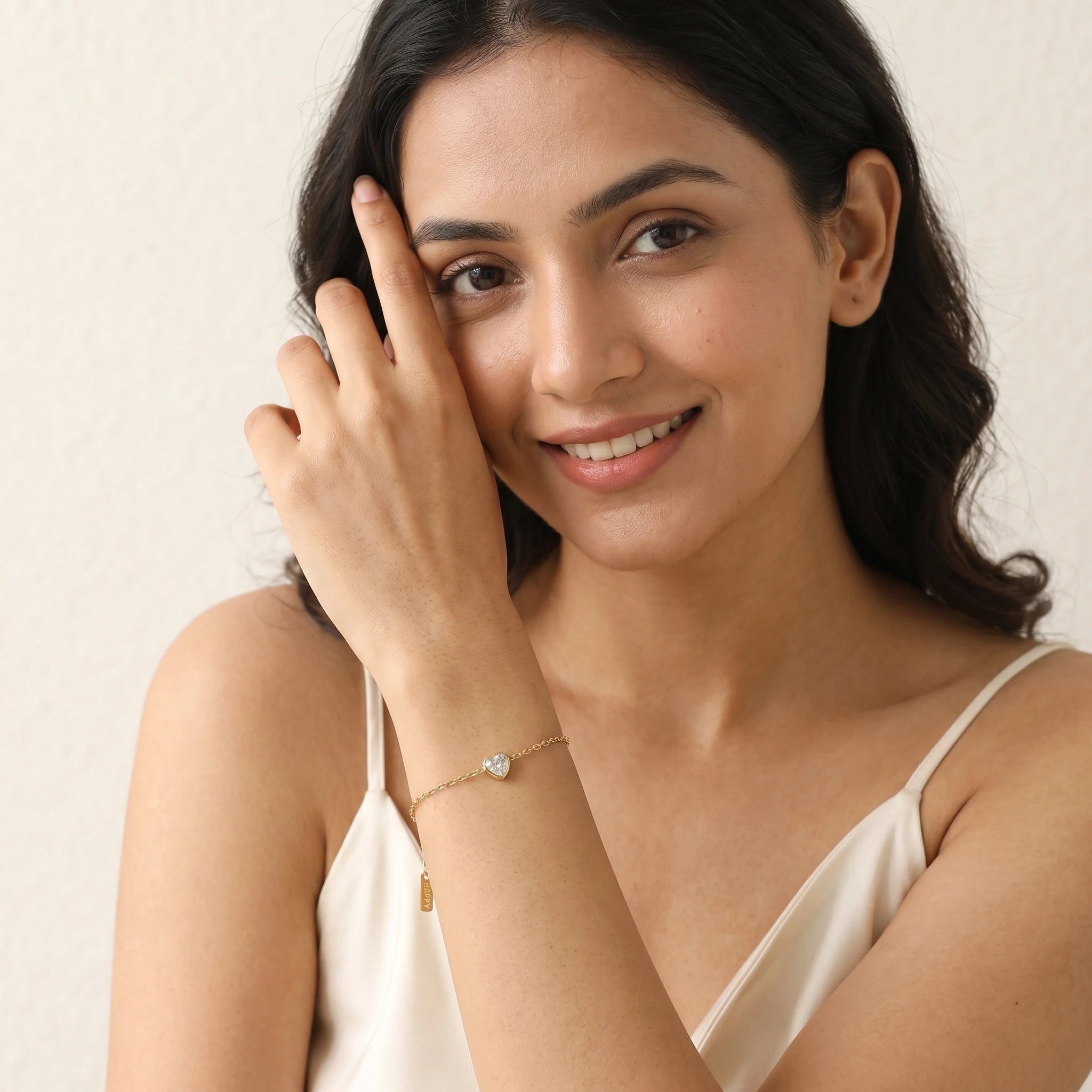 Teardrop Crystal Dainty Chain Bracelet – 18K PVD Gold Plated