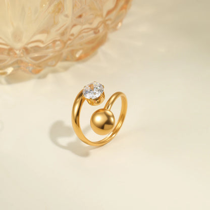 Crystal Ball Bypass Ring – 18K PVD Gold Plated