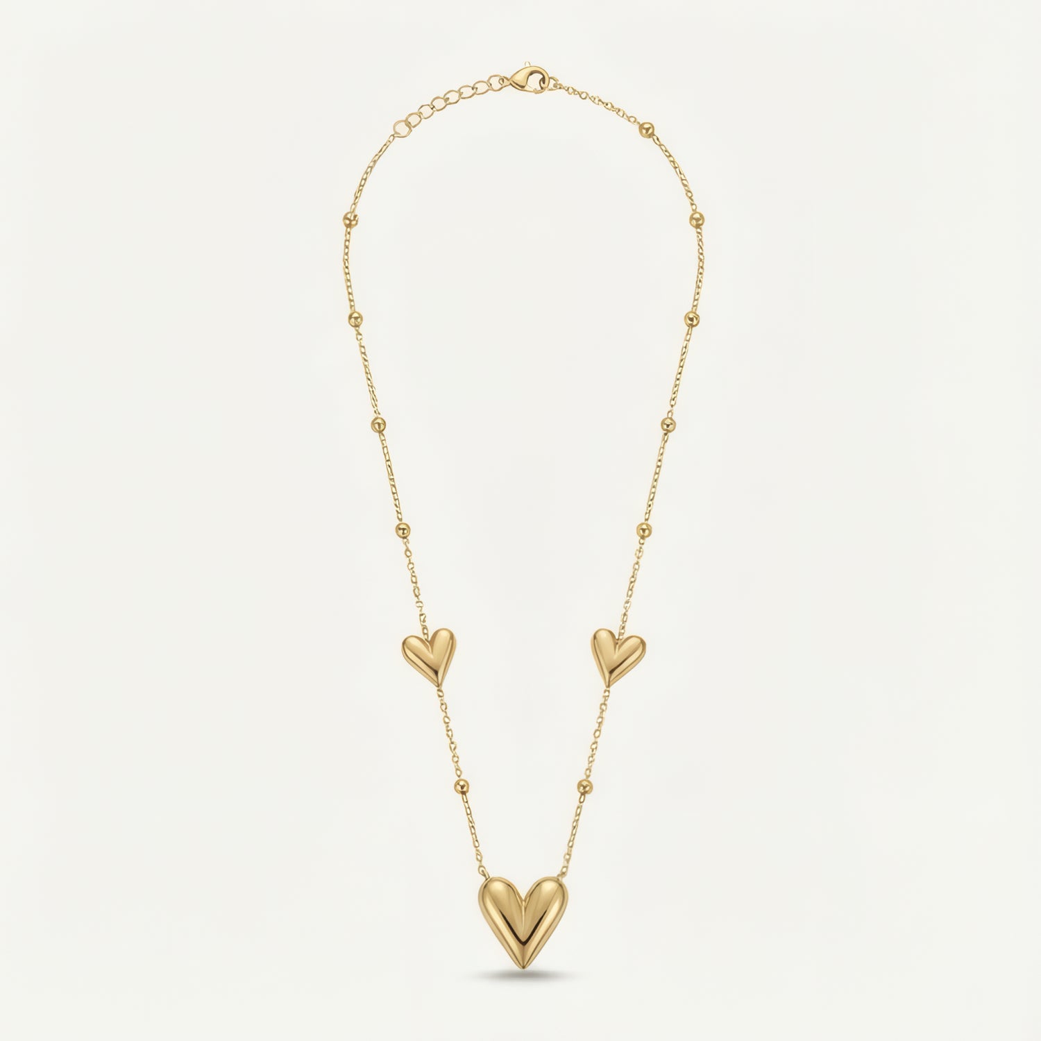 Triple Puff Heart Necklace – 18K Gold Plated
