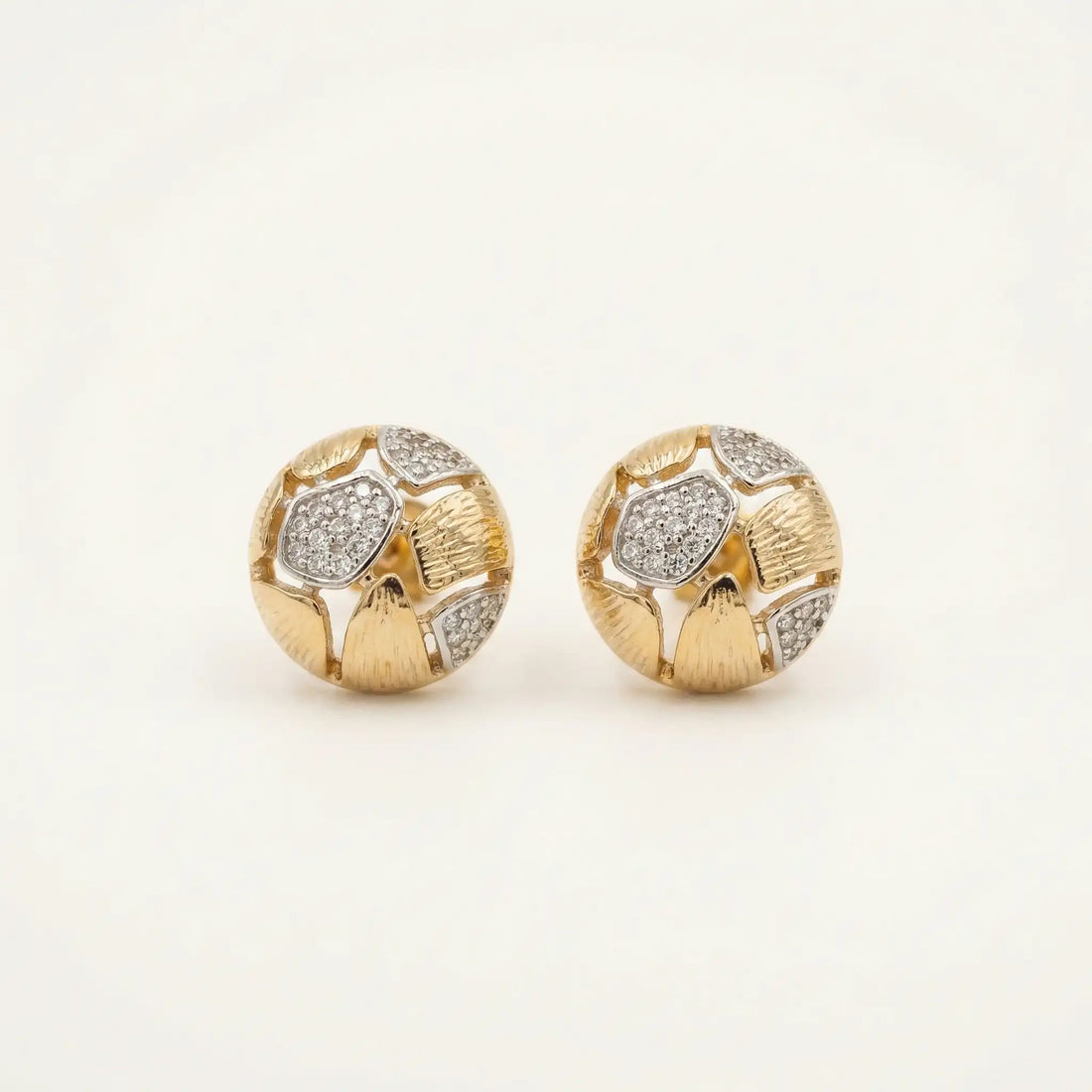 Ornate Mosaic Stud Earrings – 18K Gold Plated