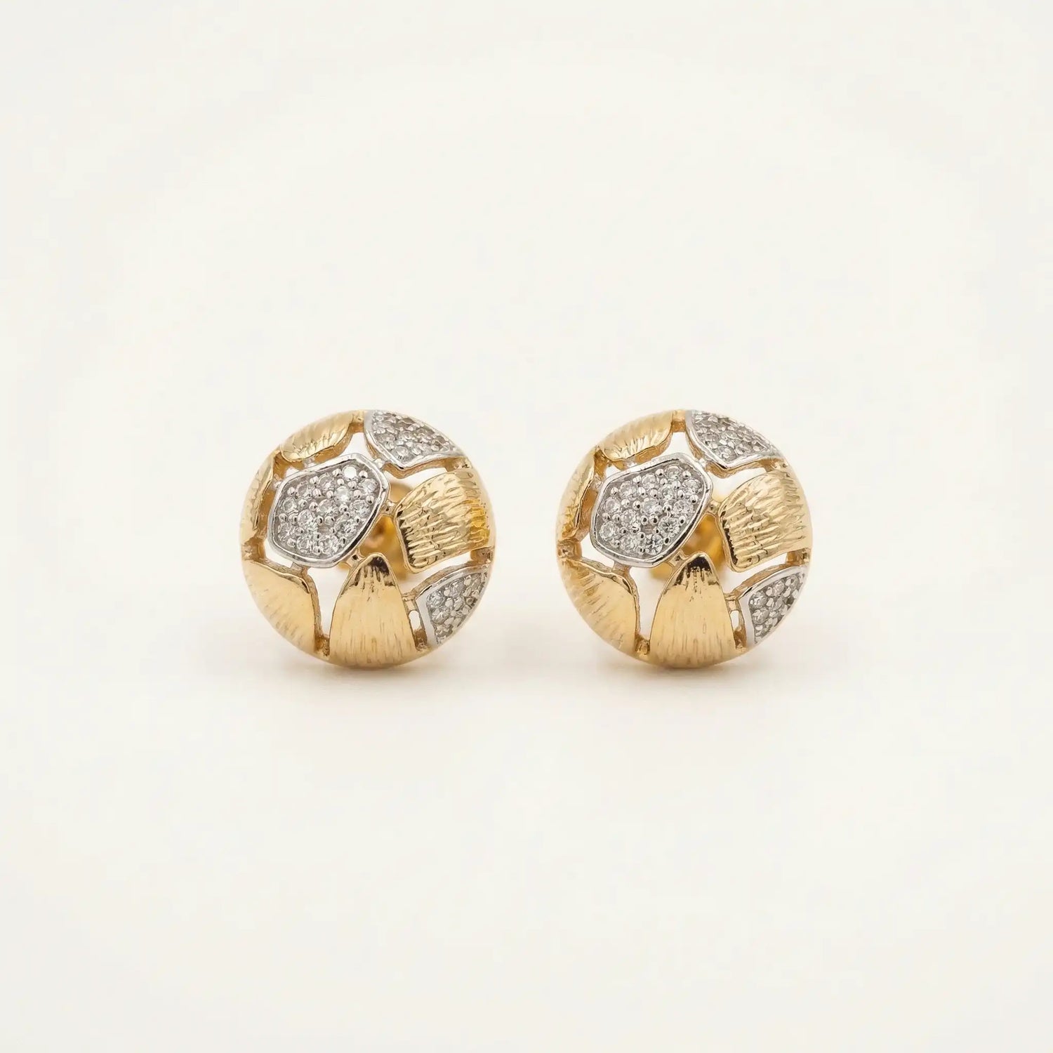 Ornate Mosaic Stud Earrings – 18K Gold Plated