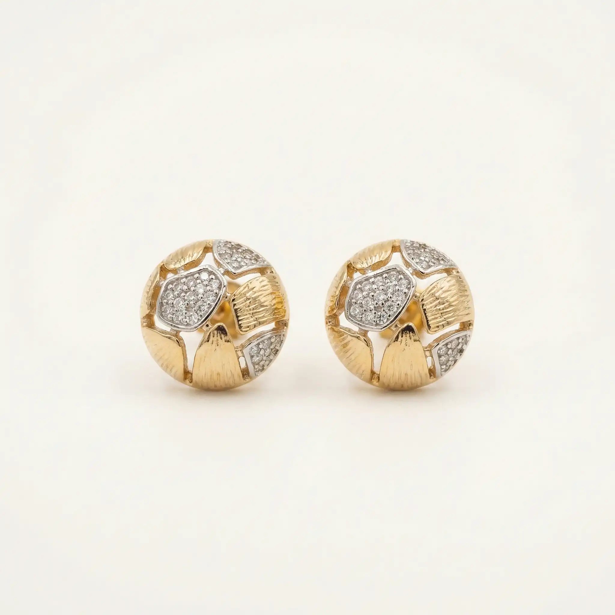 Ornate Mosaic Stud Earrings – 18K Gold Plated