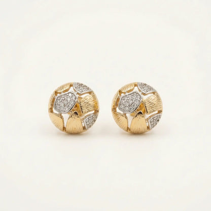 Ornate Mosaic Stud Earrings – 18K Gold Plated