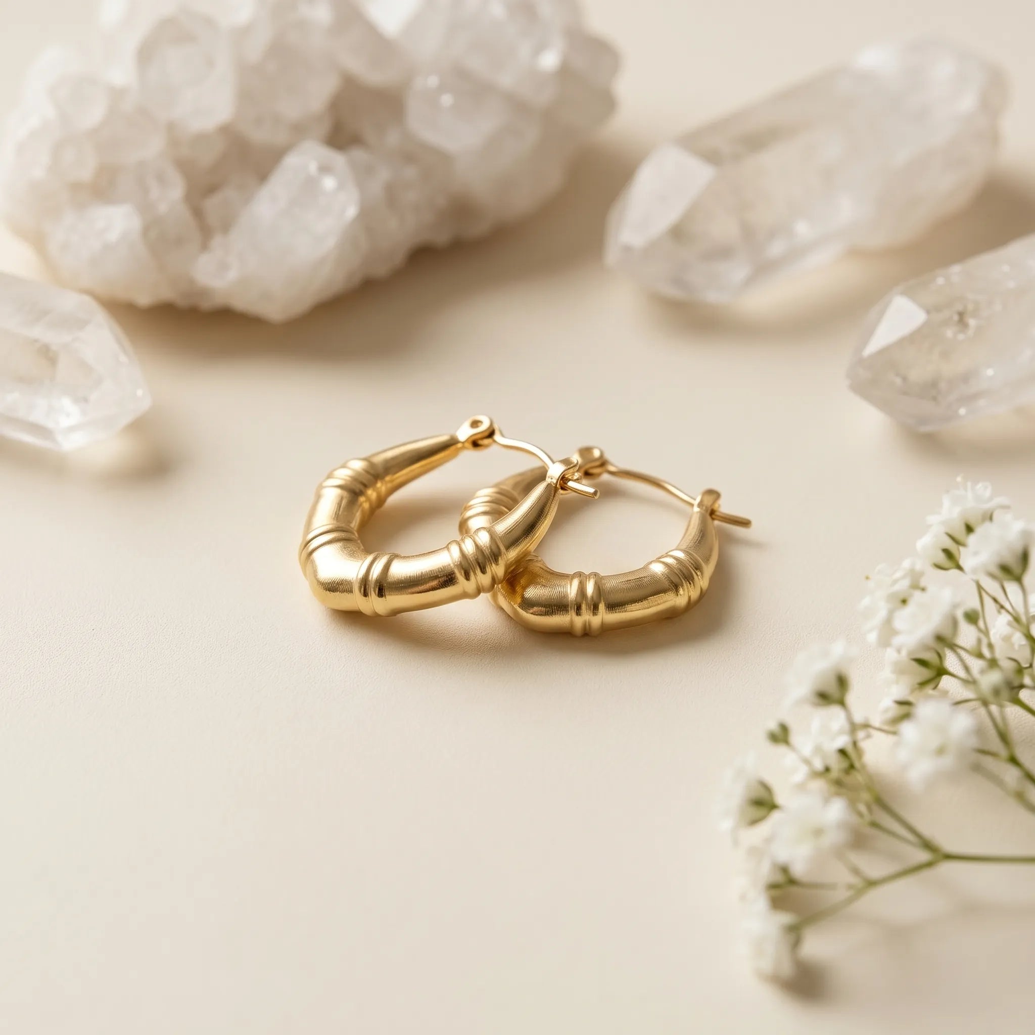 Veda Bamboo Hoops – 18K Gold Plated