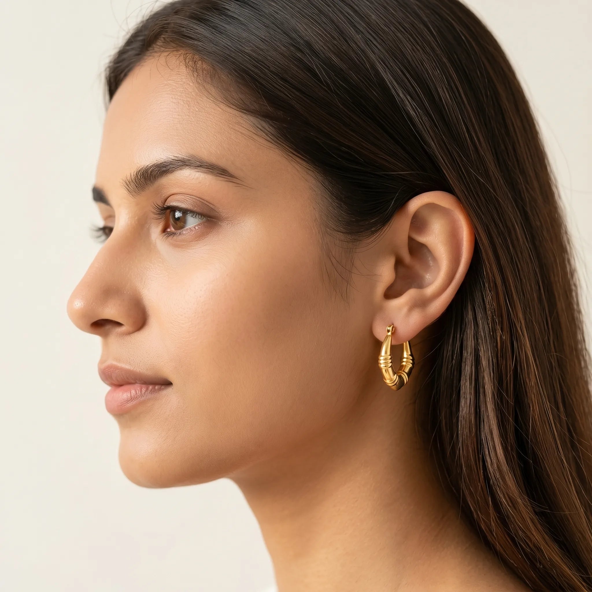 Veda Bamboo Hoops – 18K Gold Plated