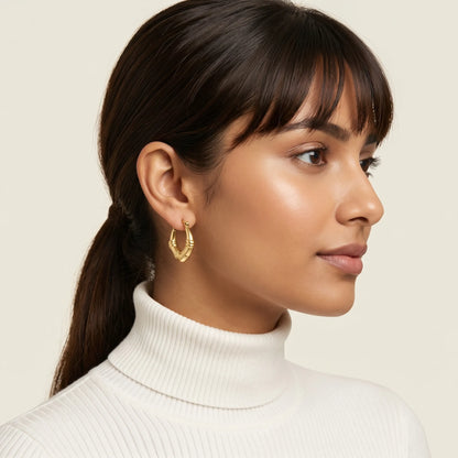 Veda Bamboo Hoops – 18K Gold Plated