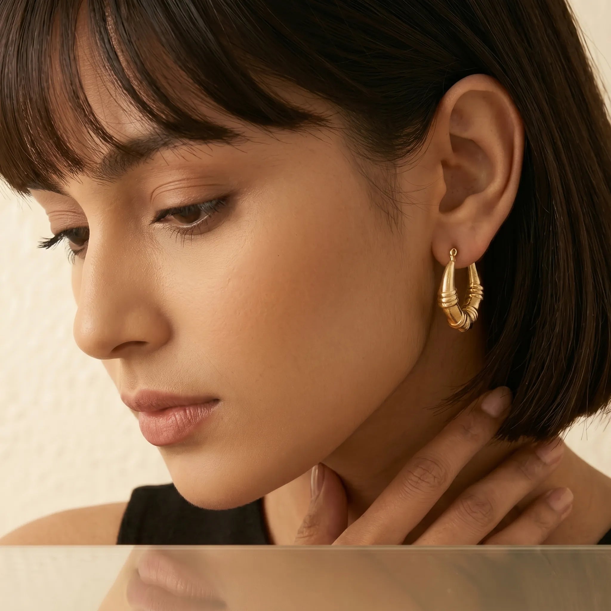 Veda Bamboo Hoops – 18K Gold Plated